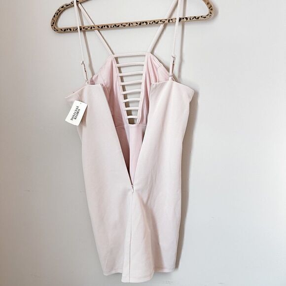NWT Forever 21 nude caged neck strappy bodycon mini dress - Picture 4 of 7